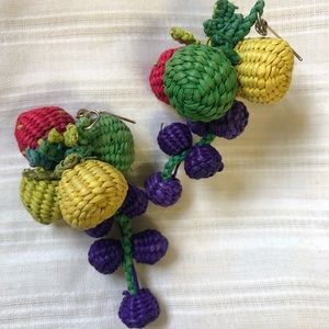 Vintage Handmade Woven Fruit Earrings